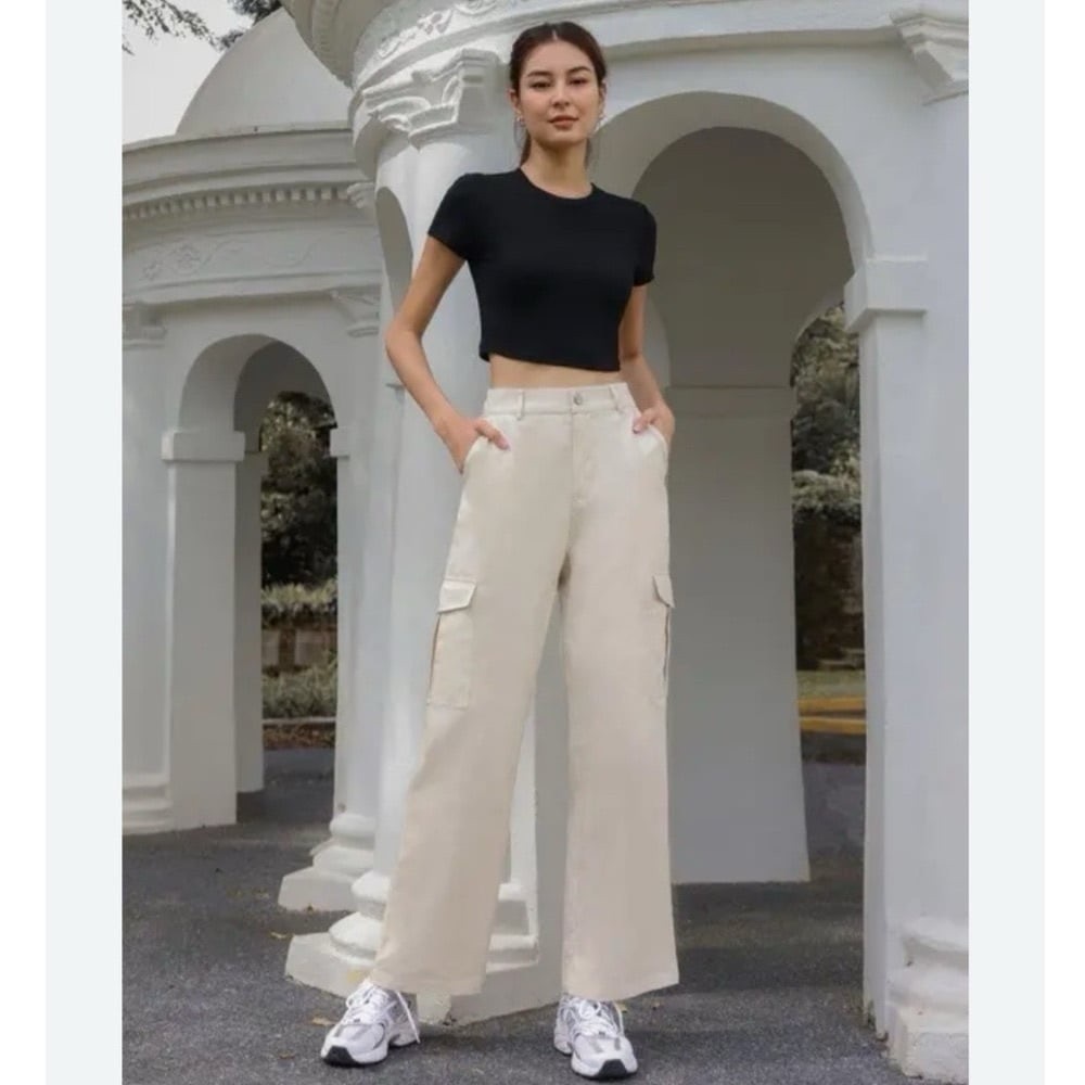 Aritzia Wilfred Bridger Cargo High Rise New Wide Leg Formal Casual Pant Sz 10